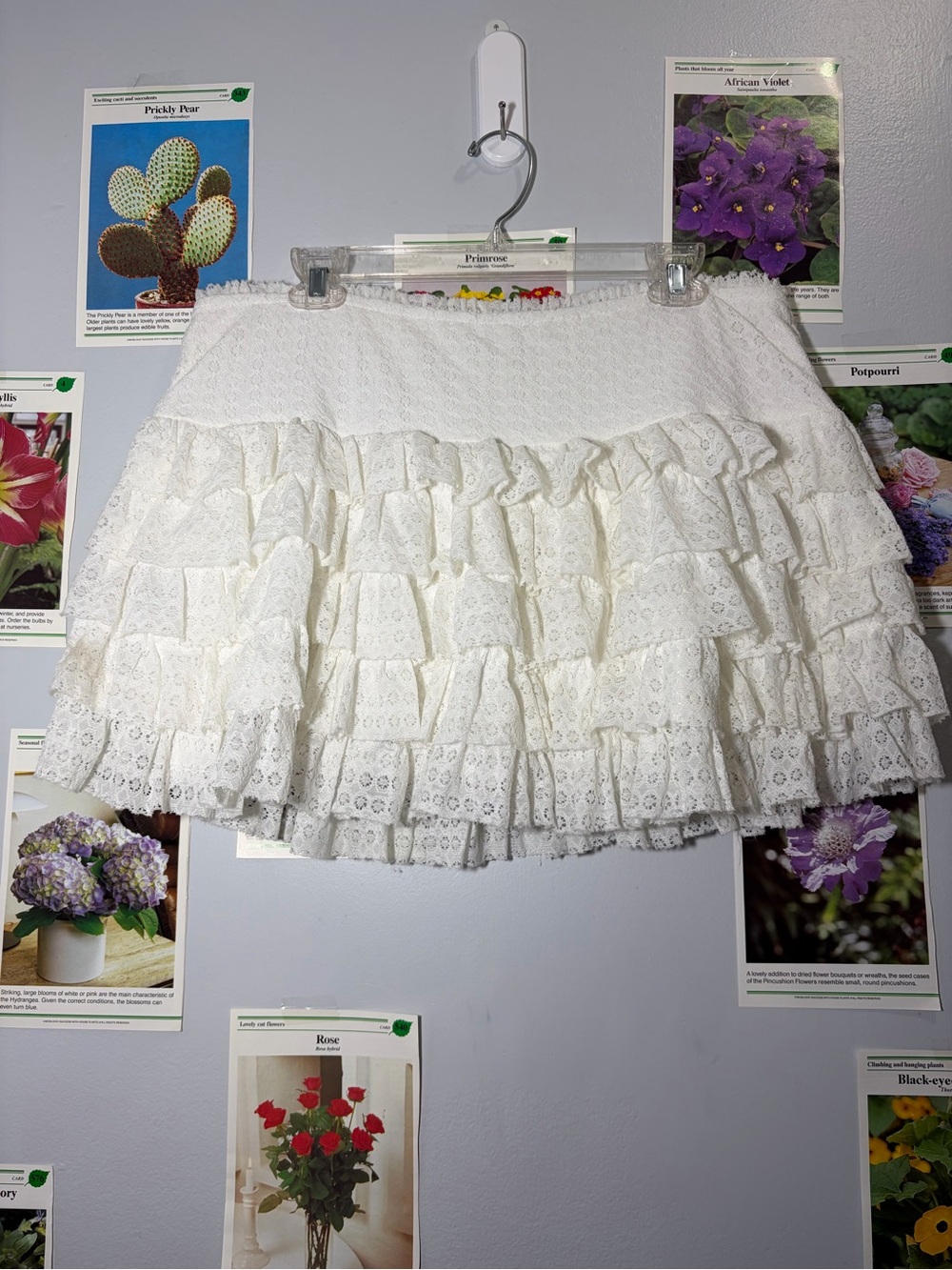 American Eagle Outfitters White Eyelet Tiered Ruffle Mini Skirt